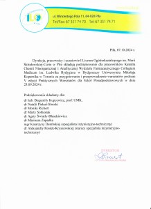 Podziękowania dla pracowników za udział i realizację V edycji warsztatów . Kliknij, aby powiększyć zdjęcie.